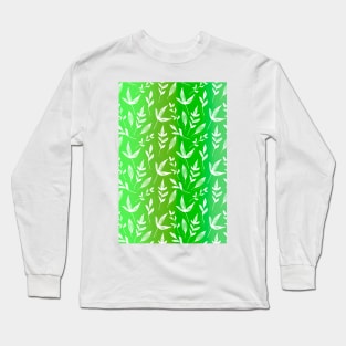 Neon Green leaves pattern Long Sleeve T-Shirt